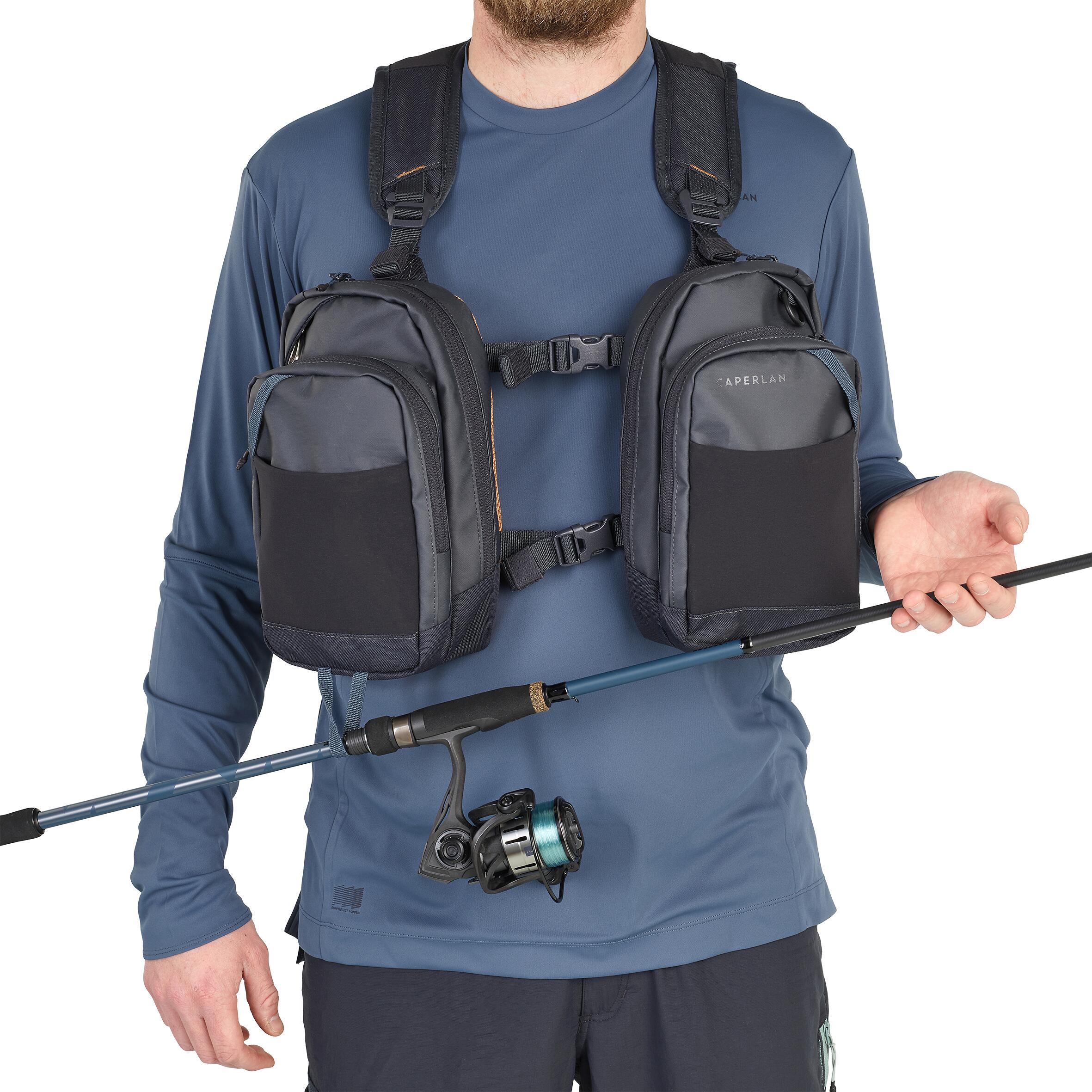 Dual Fishing Chest Pack 10 L - 500 - Carbon grey - Caperlan