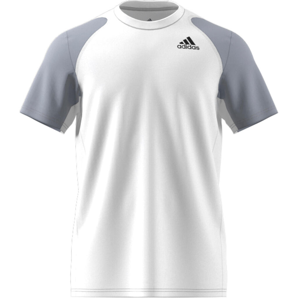 Pánske tenisové tričko s krátkym rukávom bielo-sivé