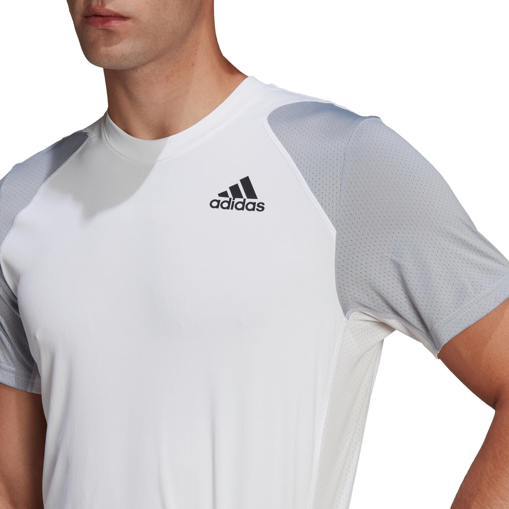 Men's short-sleeved tennis T-shirt - ADIDAS TEE White Grey