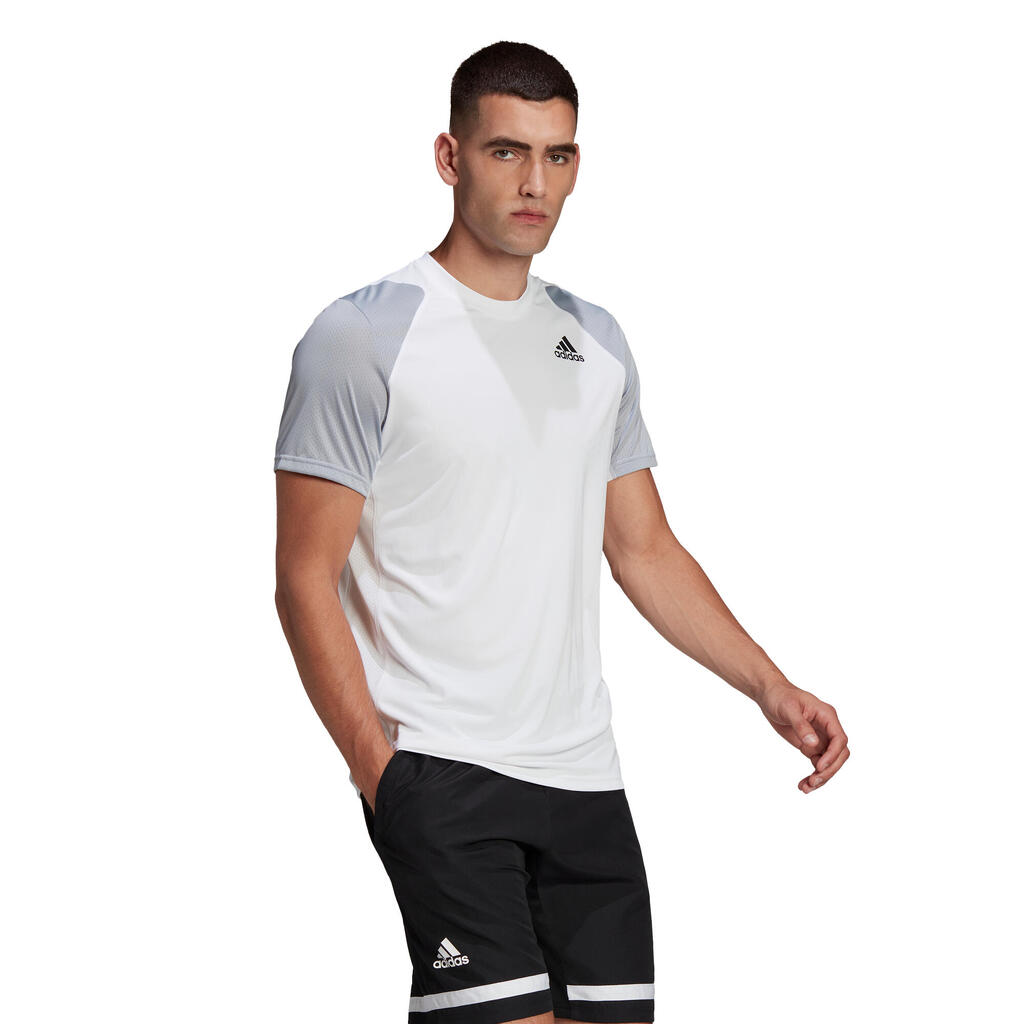 Men's Short-Sleeved Tennis T-Shirt TEE - White/Grey