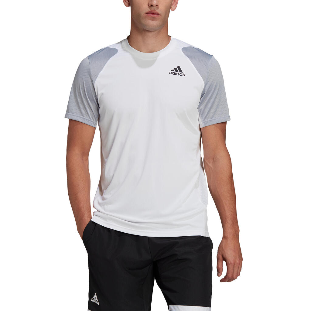 Men's Short-Sleeved Tennis T-Shirt TEE - White/Grey