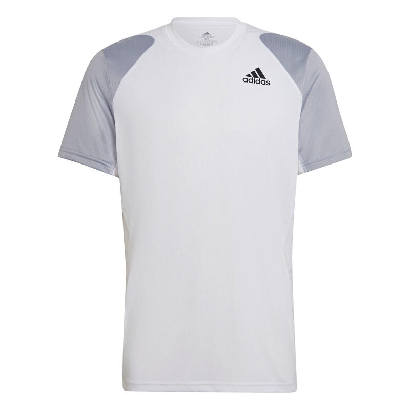 Camiseta de tenis manga corta Hombre Tee Adidas blanco gris