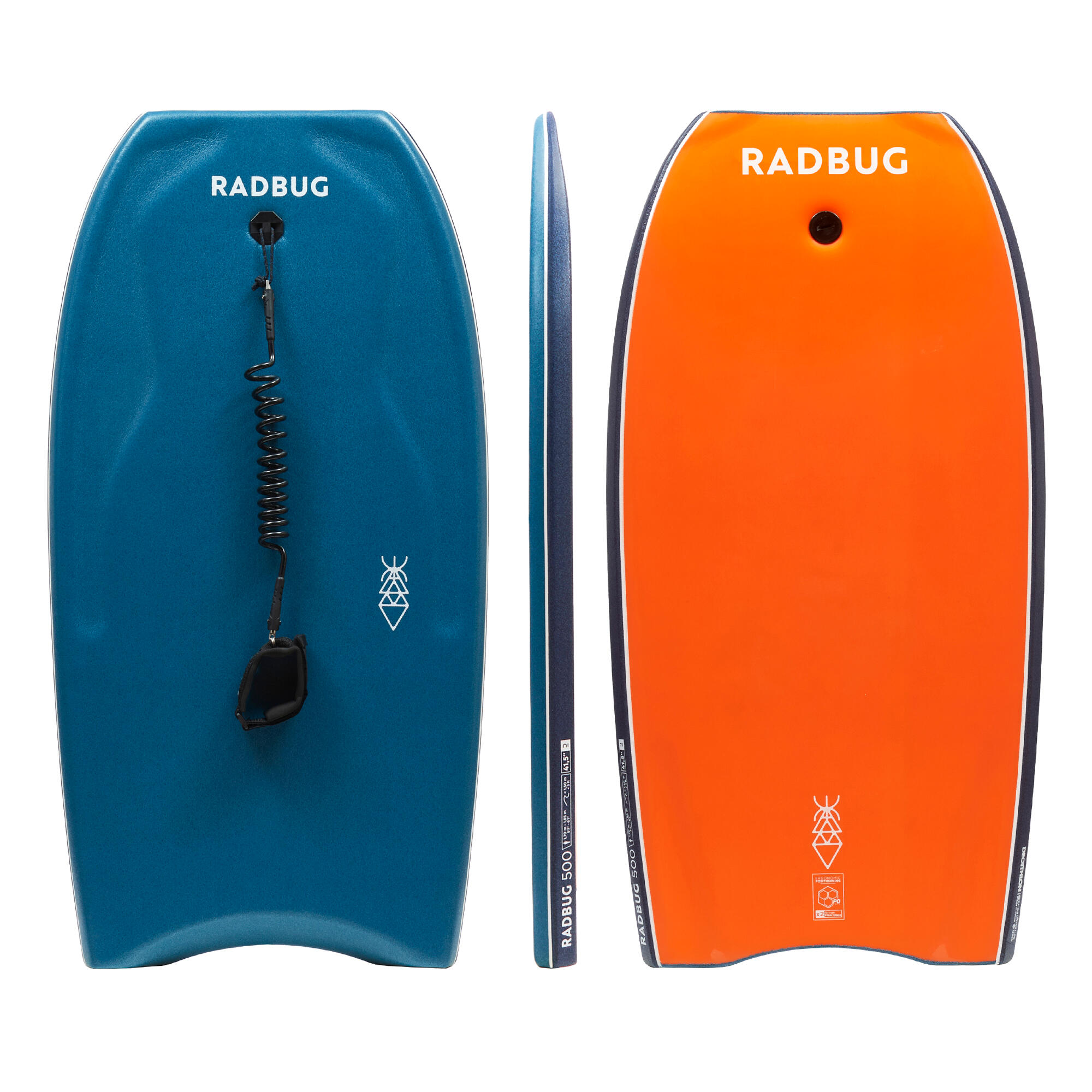 RADBUG Bodyboard mit Leash 500 blau/orange 38