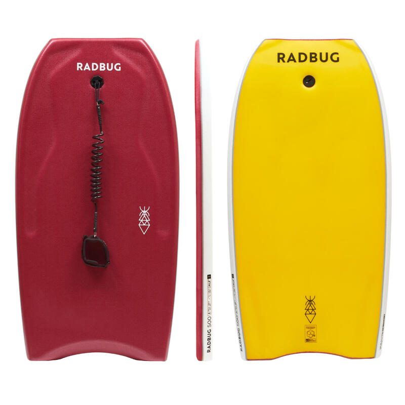 Bodyboard 500 Rojo Amarillo Leash Bíceps