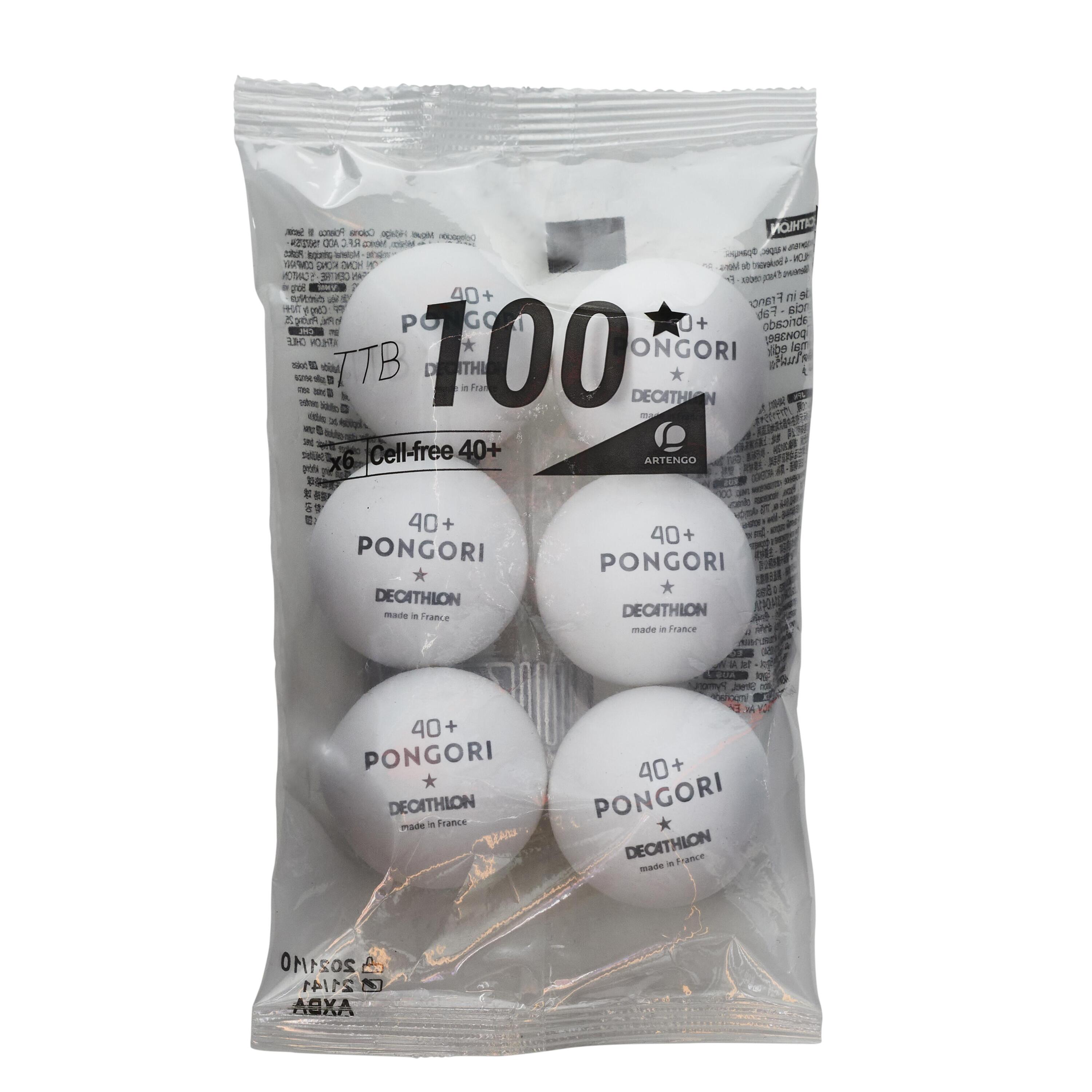 Table Tennis Balls TTB 100 1* 40+ 6-Pack (Made in France) - White 4/4