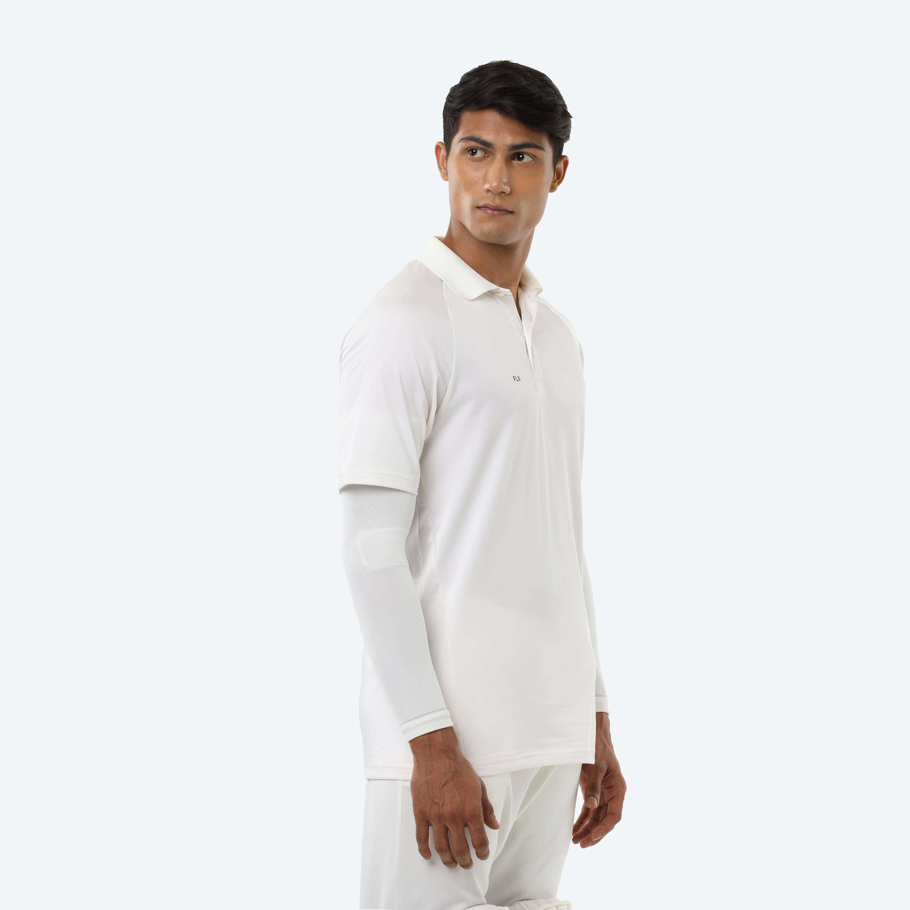 UV Protection Cricket Arm Sleeve Secure Fit & Stretchable White -  2