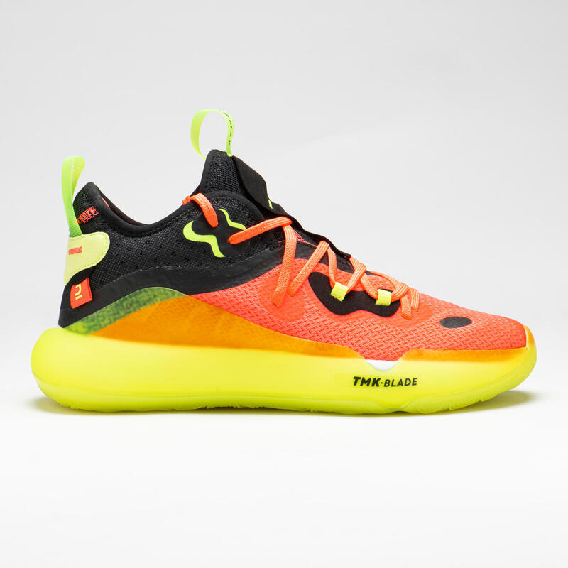 Basketbalové kotníkové boty SE500 růžovo-žluté 