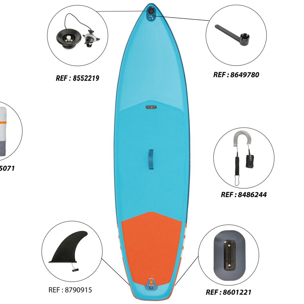 Beginner Touring Inflatable Stand-Up Paddle Board 9 Foot - Blue and Orange