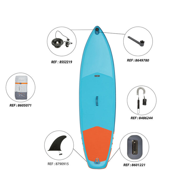 SUP-Board Stand Up Paddle aufblasbar X100 Touring 9' Einsteiger blau/orange