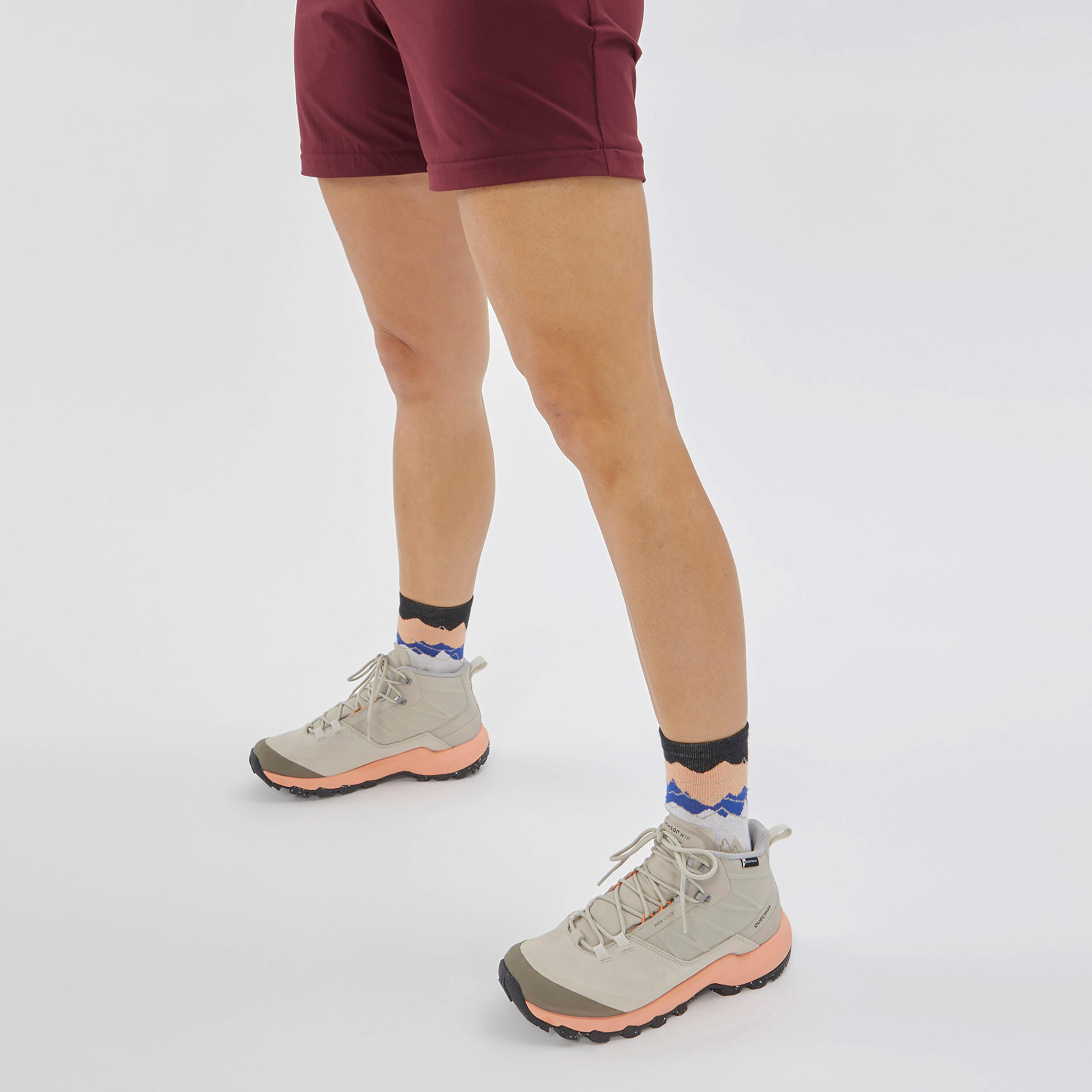 Waterdichte schoenen voor bergwandelen dames MH500 mid beige 7/8
