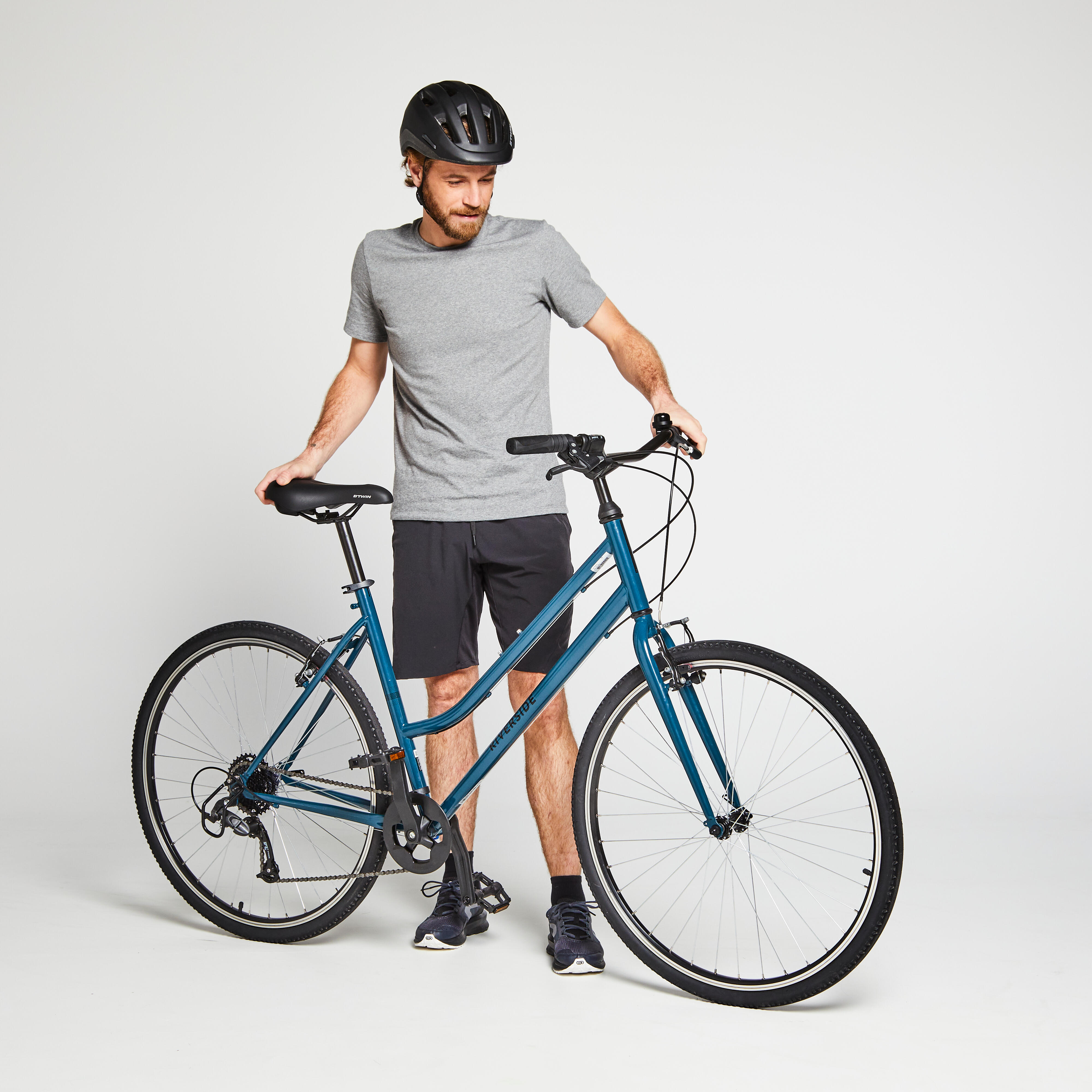 Bici trekking RIVERSIDE 120 petrolio RIVERSIDE DECATHLON