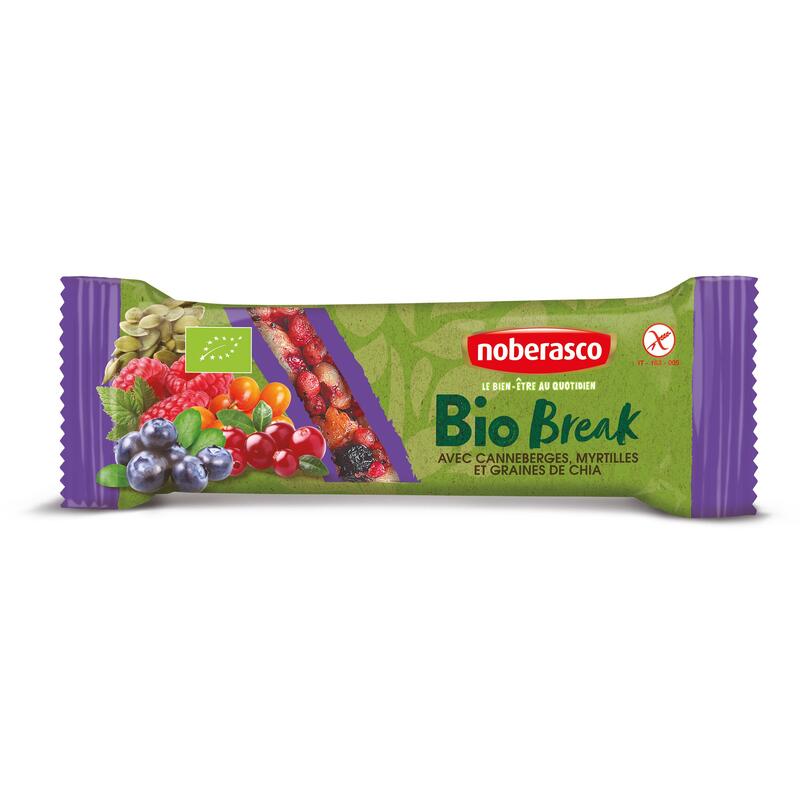 Baton cu fructe (merișoare, afine, semințe de chia) Bio, fără gluten 35 g