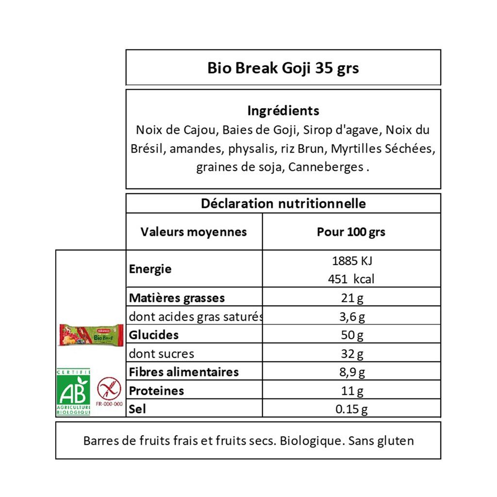 Augļu batoniņšGodži, Peru fizāļu un zileņu augļu batoniņš.