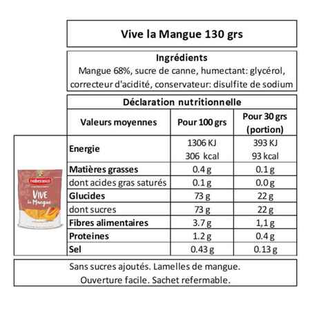 Vive la Mangue mango slices - 130g