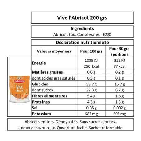 „Vive l'Abricot“ 200 g, minkšti nesmulkinti abrikosai be kauliukų