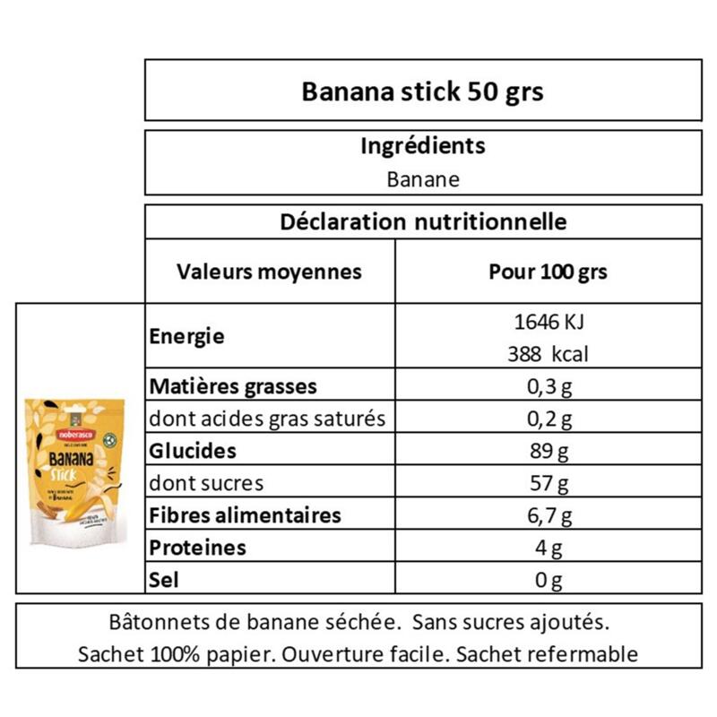 Banana Stick 50 g Palitos de Bananas Secas