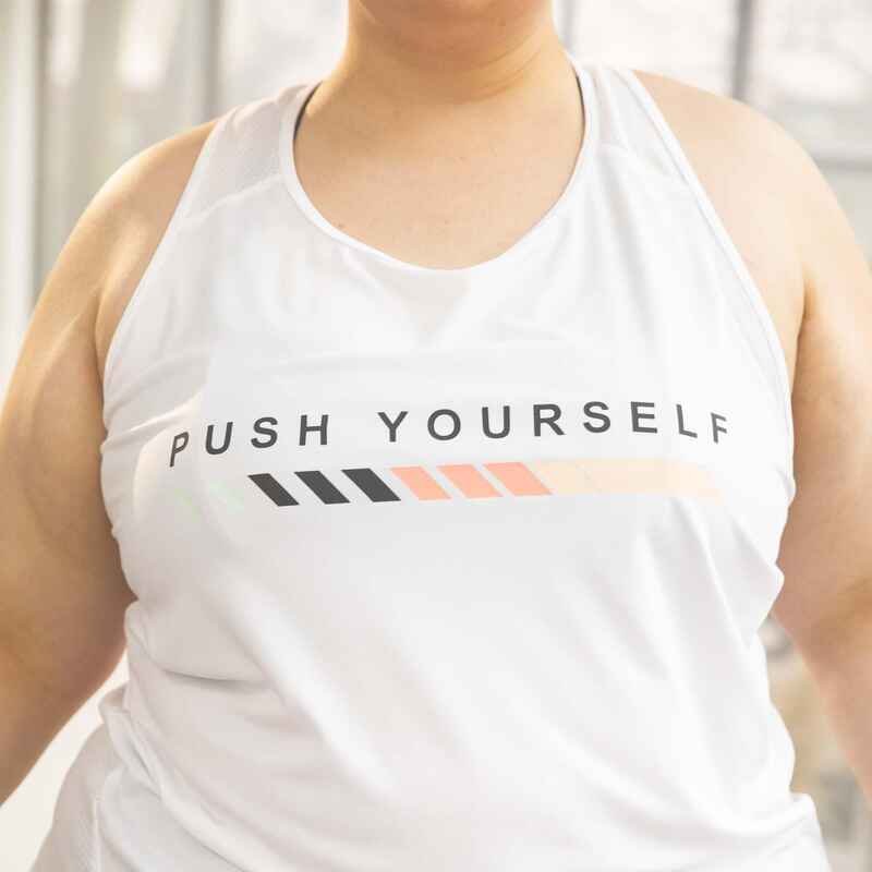 Top ärmellos 120L Fitness Cardio Damen Print/weiss
