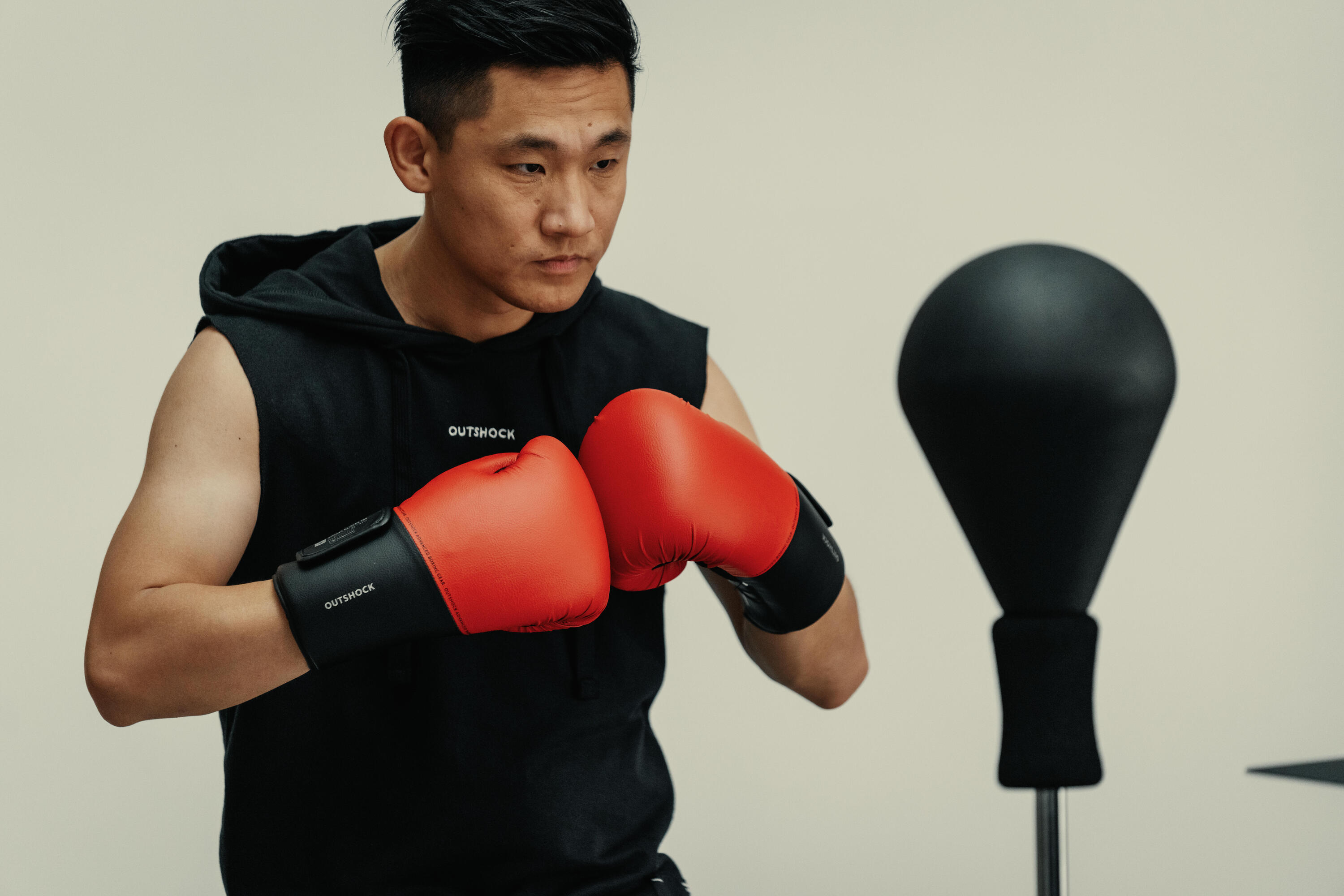 Boxhandschuhe Training Erwachsene Einsteiger - rot/schwarz  9/12