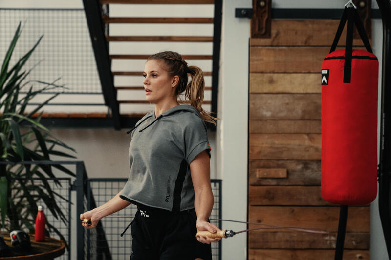 CORDE à SAUTER DE BOXE EN BOIS AVEC POIDS AMOVIBLES OUTSHOCK