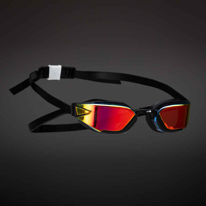 BFAST swimming goggles - Mirrored lenses - Single size - Black red -  Decathlon