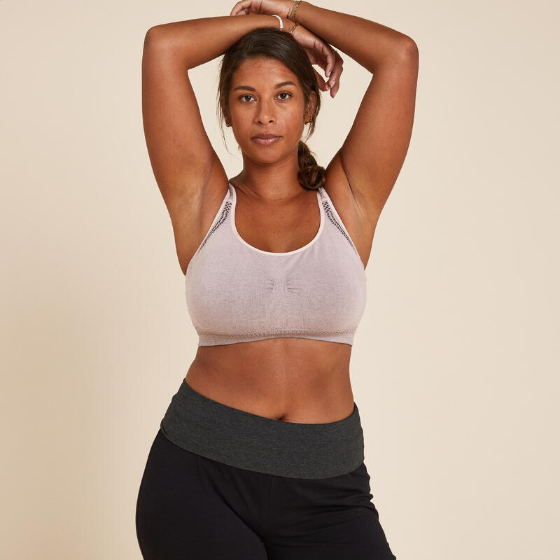 Top donna yoga soft seamless rosa chiaro