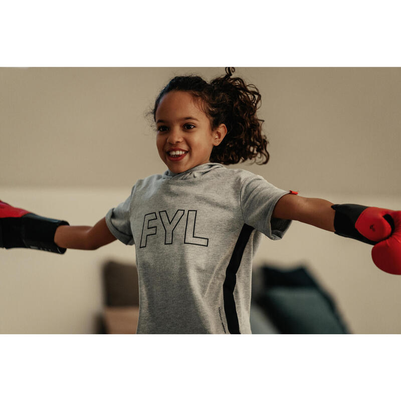 Camiseta de boxeo manga corta y capucha niños Outshock 100 gris