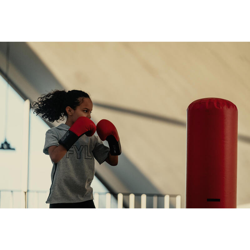 Camiseta de boxeo manga corta y capucha niños Outshock 100 gris