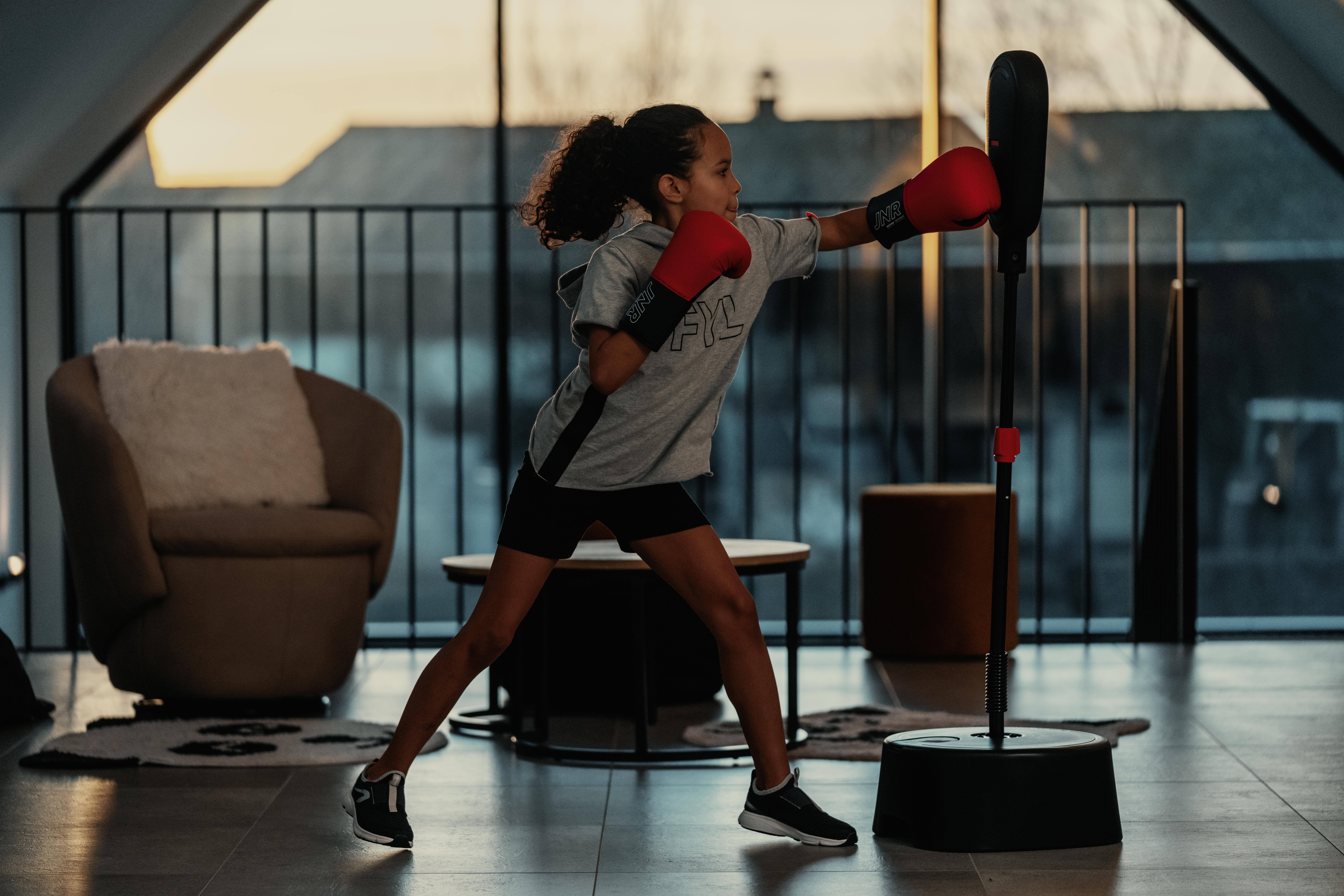 Kids' Punching Ball + Boxing Gloves Set - OUTSHOCK