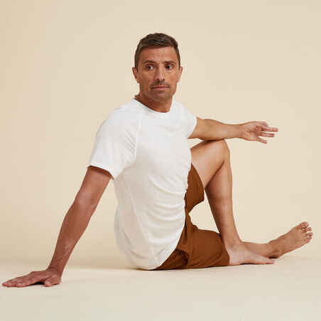 T-Shirt kurzarm sanftes Yoga Self Connect Herren weiss