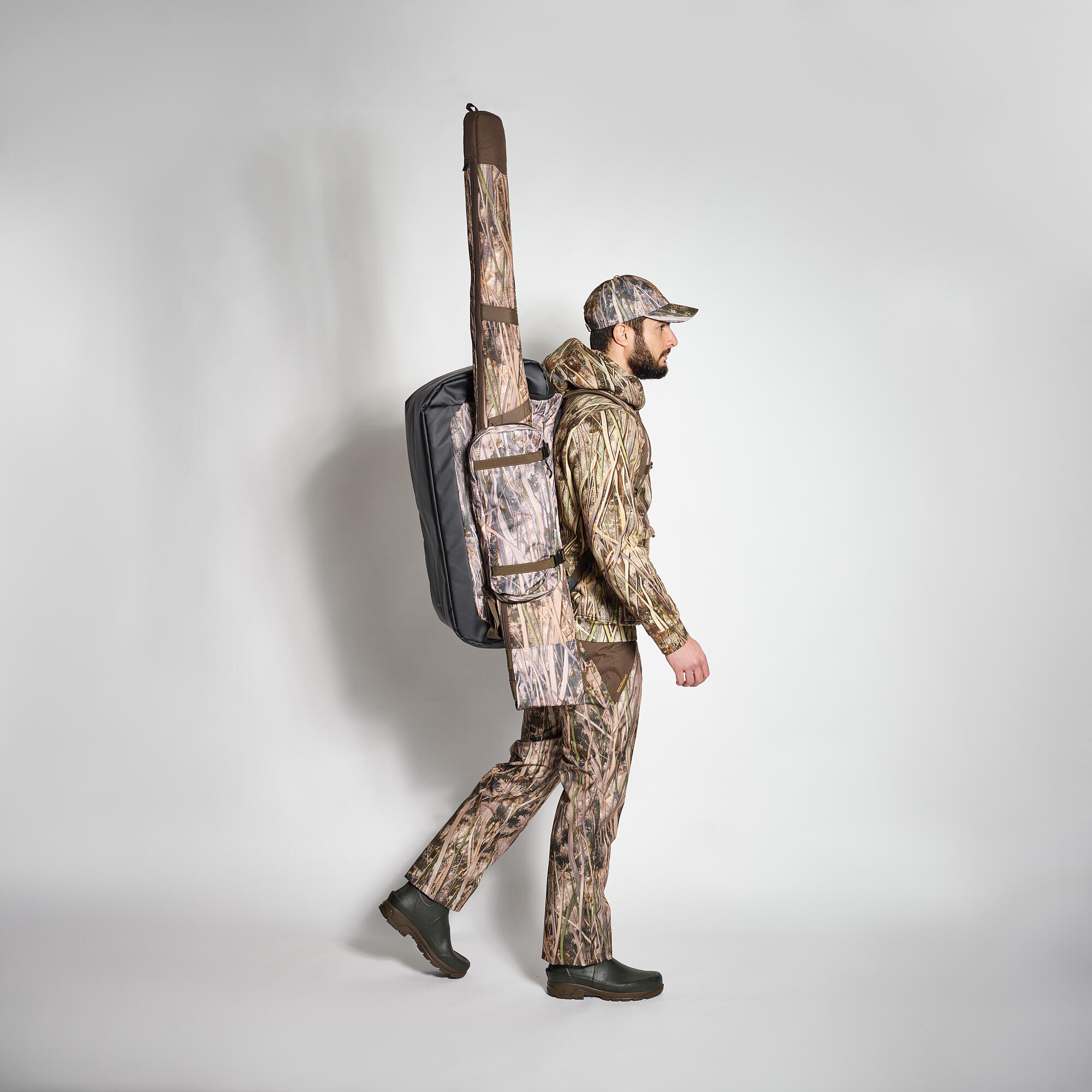 Hunting Warm Hooded Sweatshirt - WF 500 D Camouflage Wetland - SOLOGNAC