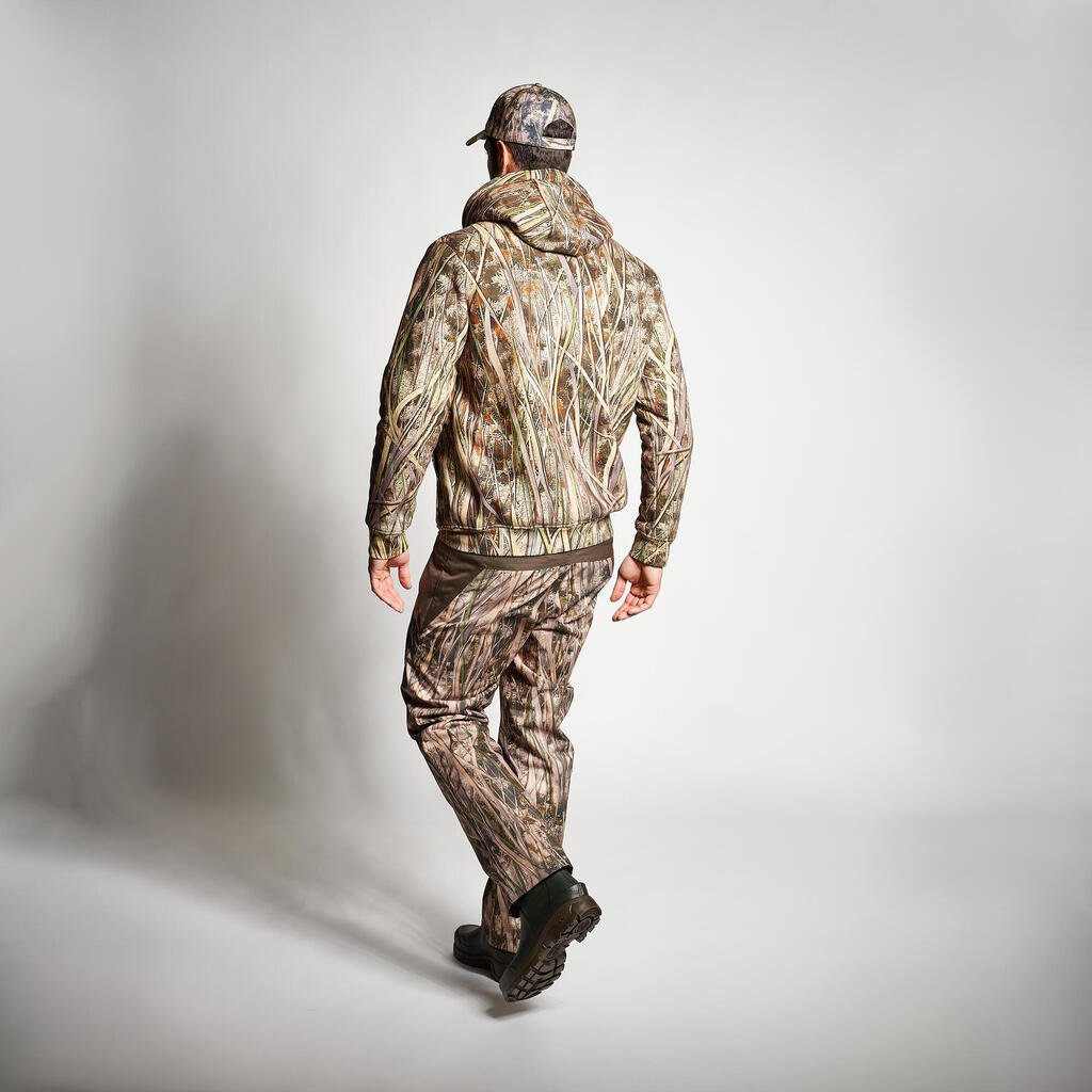 Hunting Warm Hooded Sweatshirt 500 - Wetland Camouflage