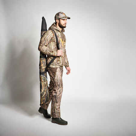 Hunting Warm Hooded Sweatshirt 500 - Wetland Camouflage