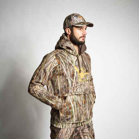 Hunting Warm Hooded Sweatshirt 500 - Wetland Camouflage