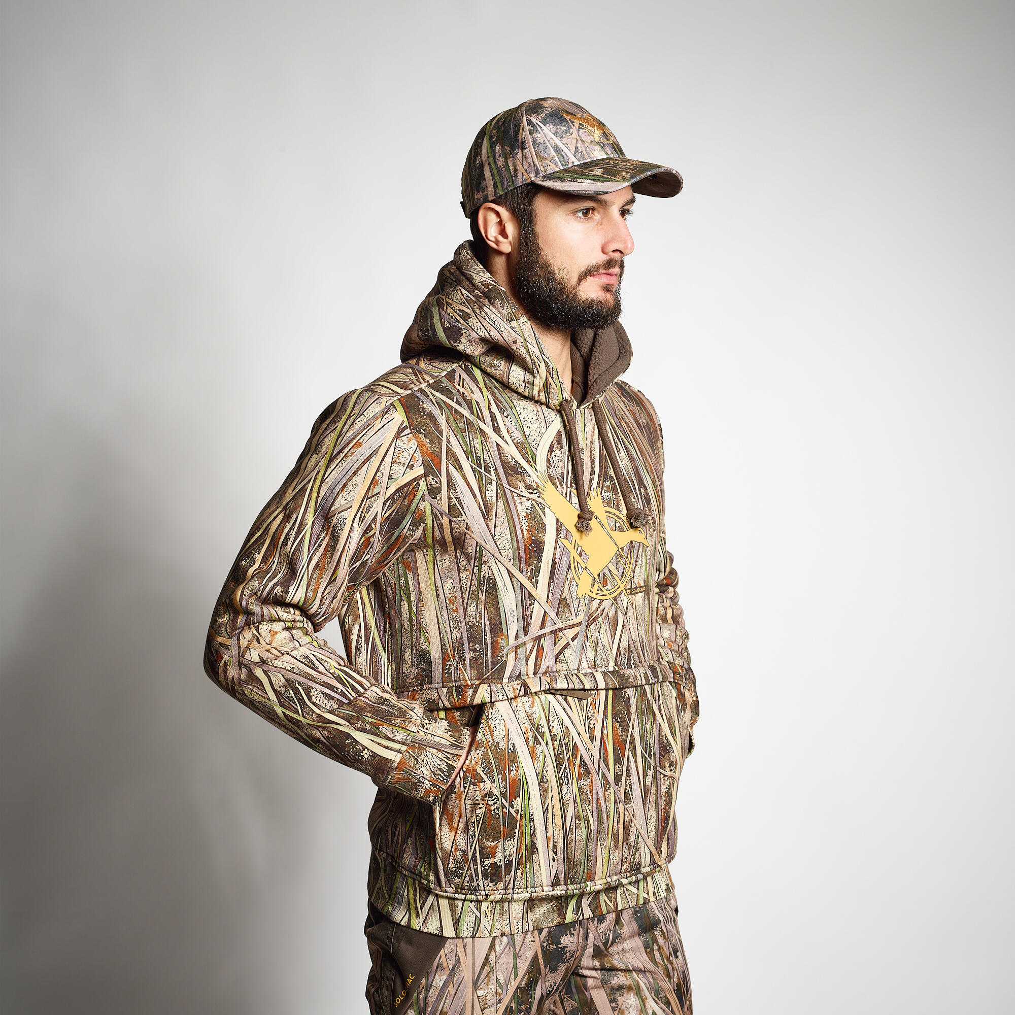Sweatshirt 500 Warm Camouflage Schilf  4/18