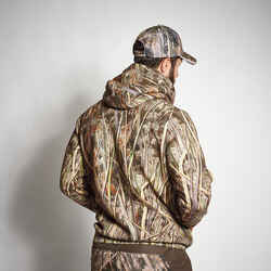 Hunting Warm Hooded Sweatshirt 500 - Wetland Camouflage