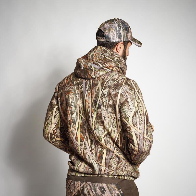 Sweat chasse capuche chaud 500 camouflage marais