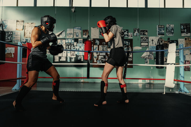 Schienbein-Fuß-Schützer Kickboxen 100 Ergo Erwachsene