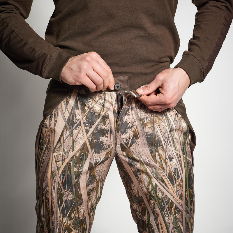 Pantalon chasse chaud et imperméable 100 camouflage marais