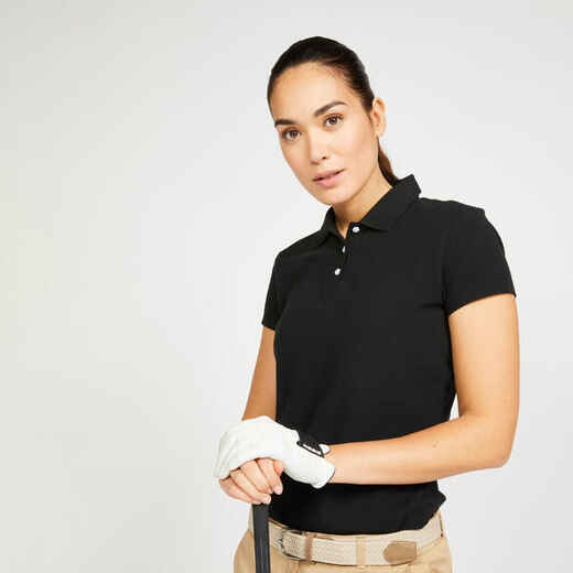 
      Women's golf 100% cotton short-sleeved polo shirt - MW100 Black
  