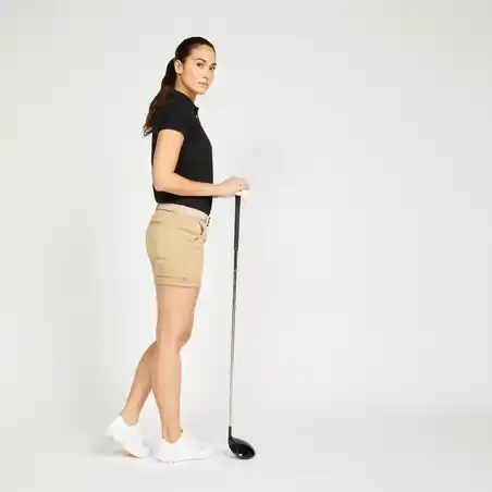 Kaus polo golf lengan pendek wanita MW100 abu-abu