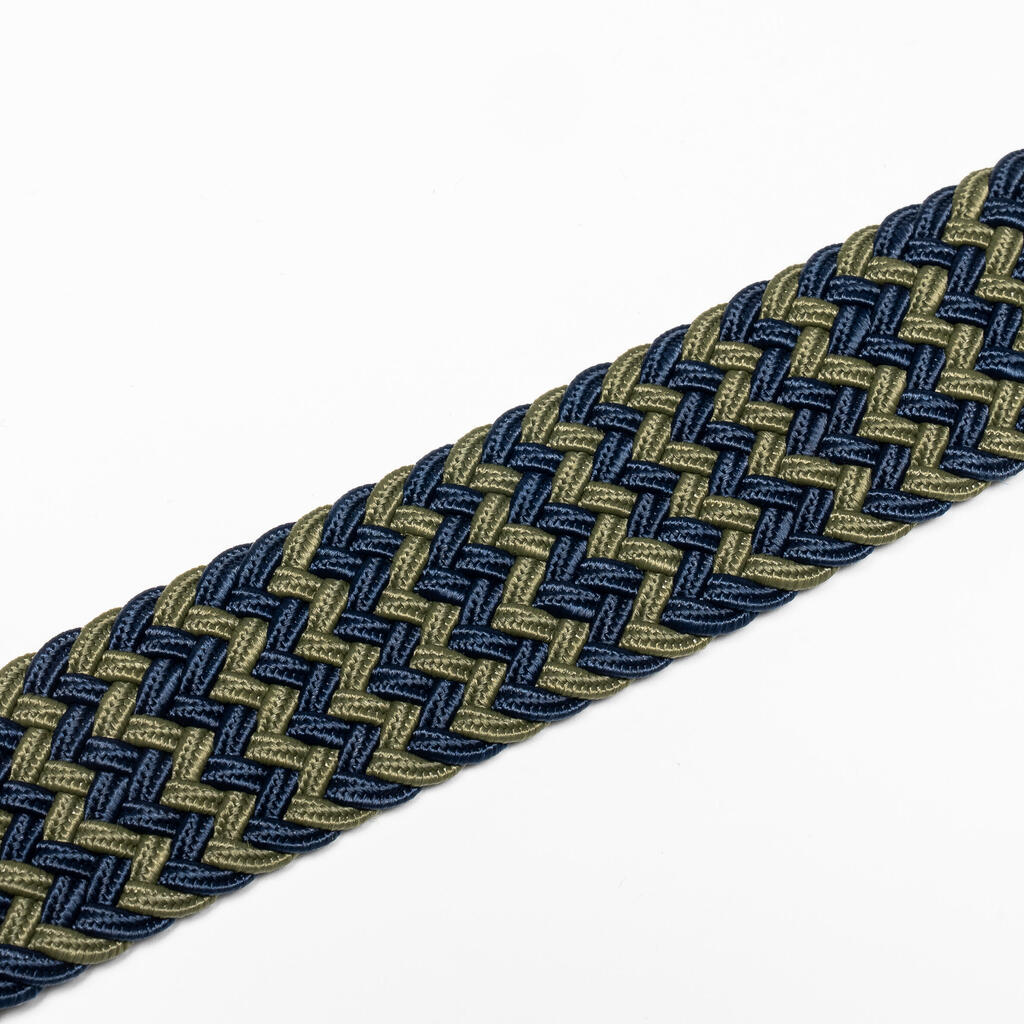 BRAIDED STRETCHY GOLF BELT TWO-TONE KHAKI AND NAVY