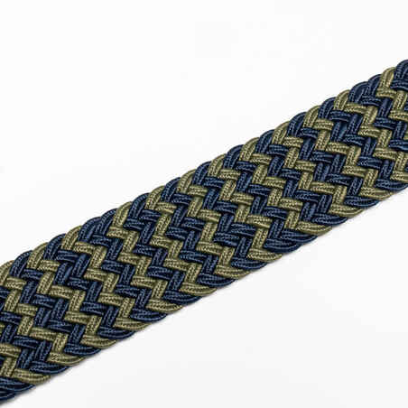 Golf braided stretchy belt - khaki & navy blue