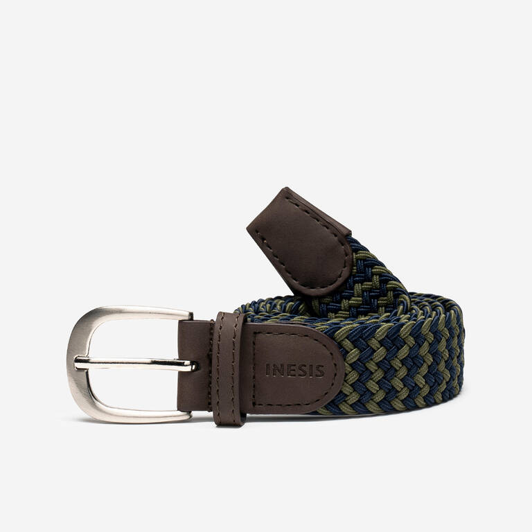 BRAIDED STRETCHY GOLF BELT TWO-TONE KHAKI AND NAVY