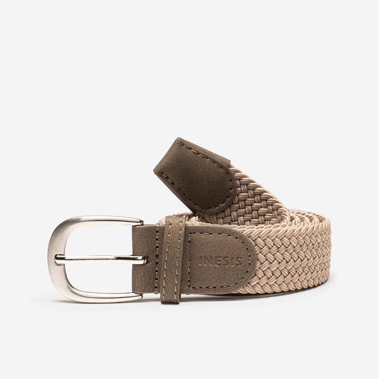 BRAIDED STRETCHY GOLF BELT DARK BEIGE