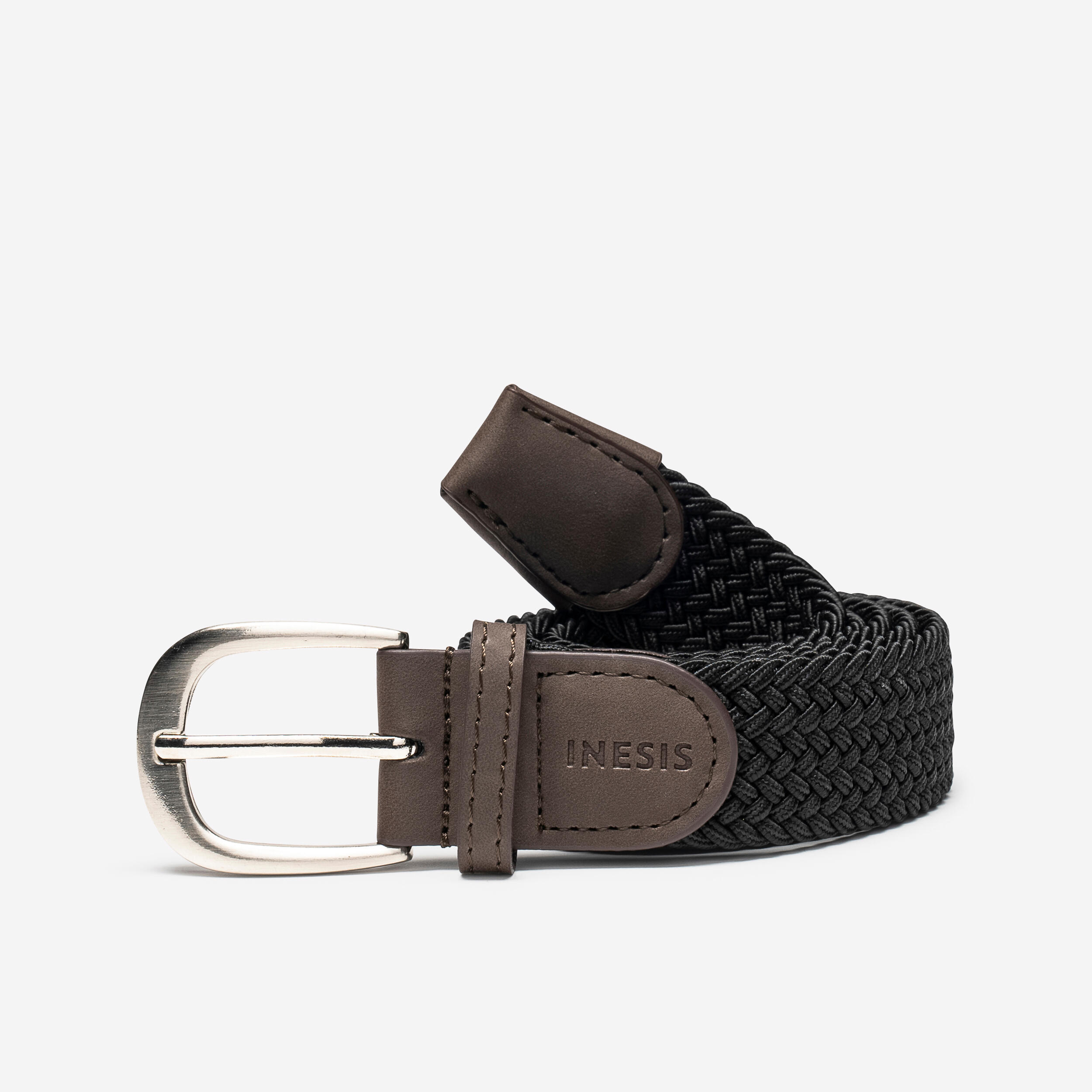 Elastic & stretch braided golf belt - black