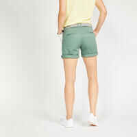 Women's golf cotton chino shorts - MW500 green