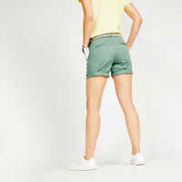 Women's golf cotton chino shorts - MW500 green