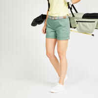 Women's golf cotton chino shorts - MW500 green