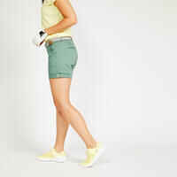 Women's golf cotton chino shorts - MW500 green