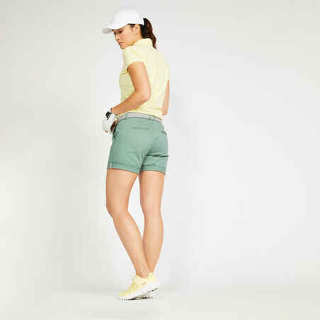 Women's golf cotton chino shorts - MW500 green